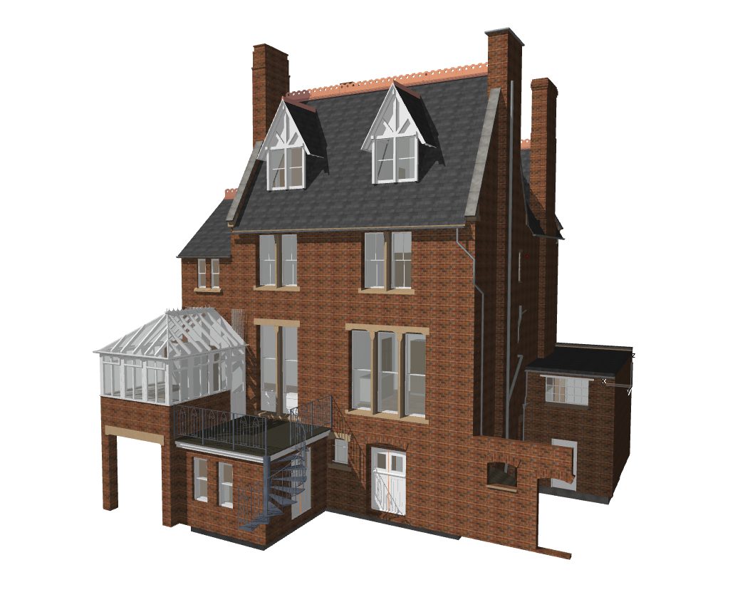 Archicad model of detailed British house.